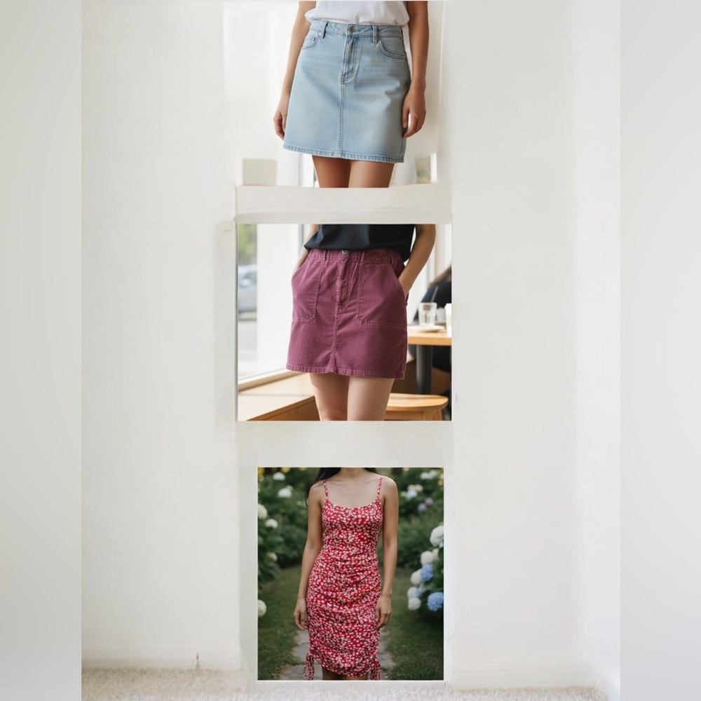 American Eagle Denim, Burgundy Skirt & SHEIN dress—3 for $29 Clothing Bundle.